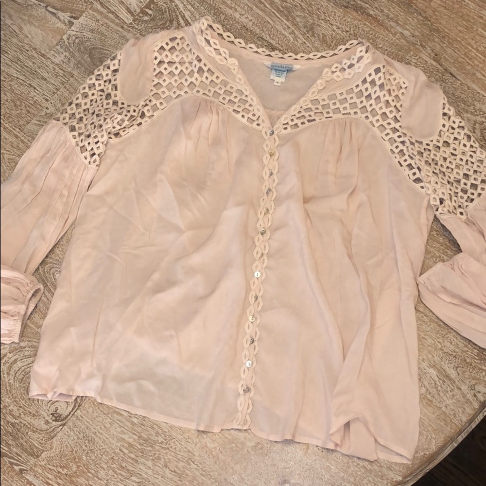 Sundance top cream lace buttons eyelet small